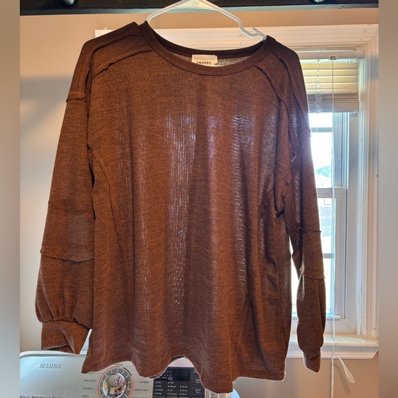 ANDREE BY UNIT Brown Long Sleeve Blouse - Picture 1 of 1